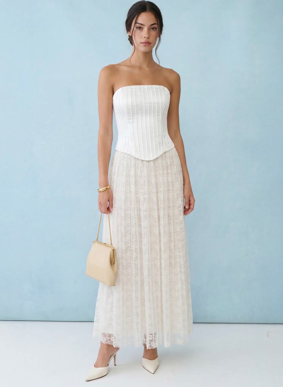 Few moda little white looks Kathleen  skirt top set $272 size 8